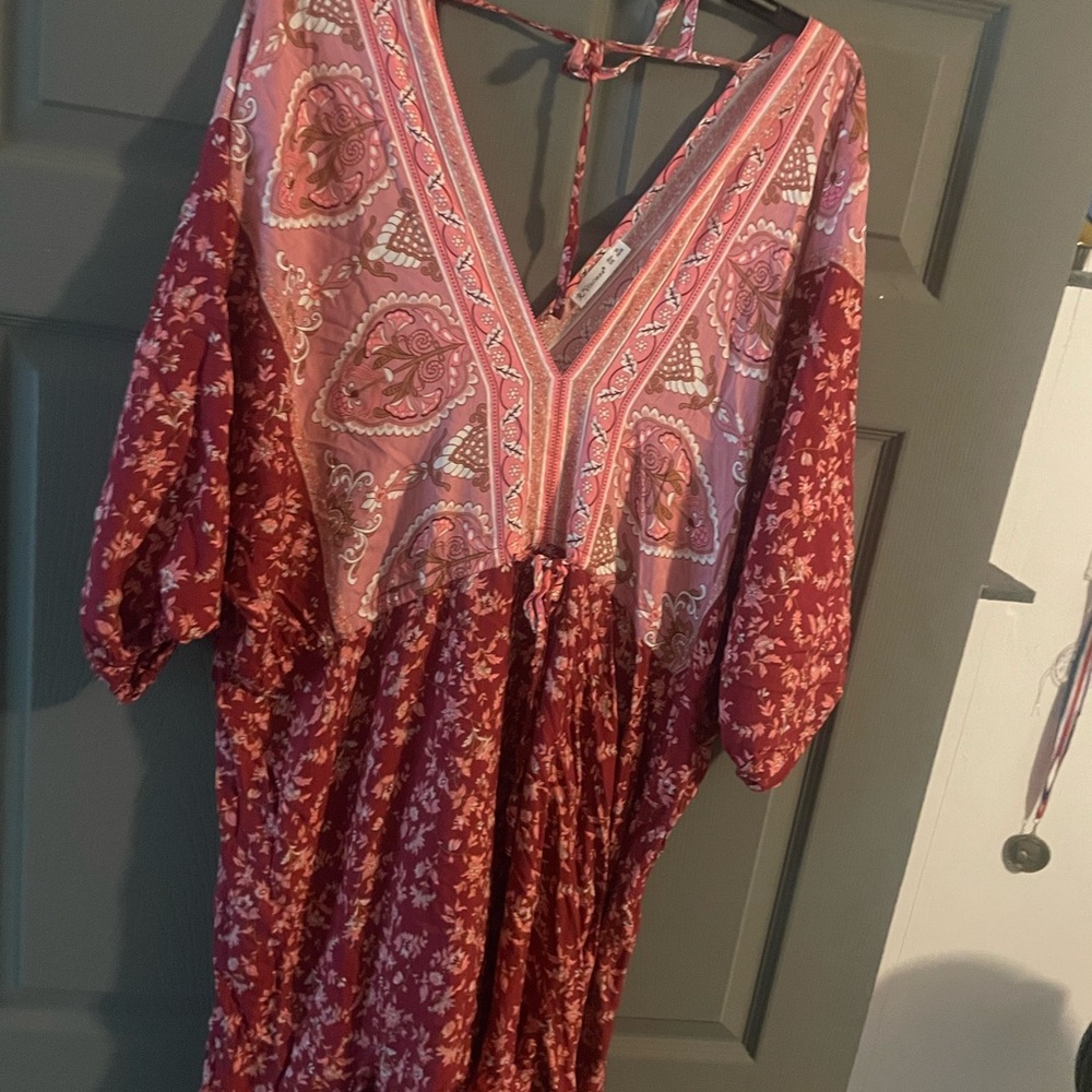 Bohemian Red and Pink Dress